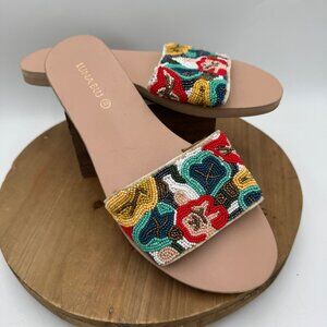 Luna Blu bead embellished sandals slide woman’s size 40 9
